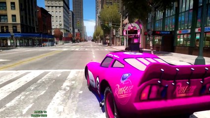Princess Anna from Frozen riding her Pink Lightning Mcqueen Cars in HD 1080p