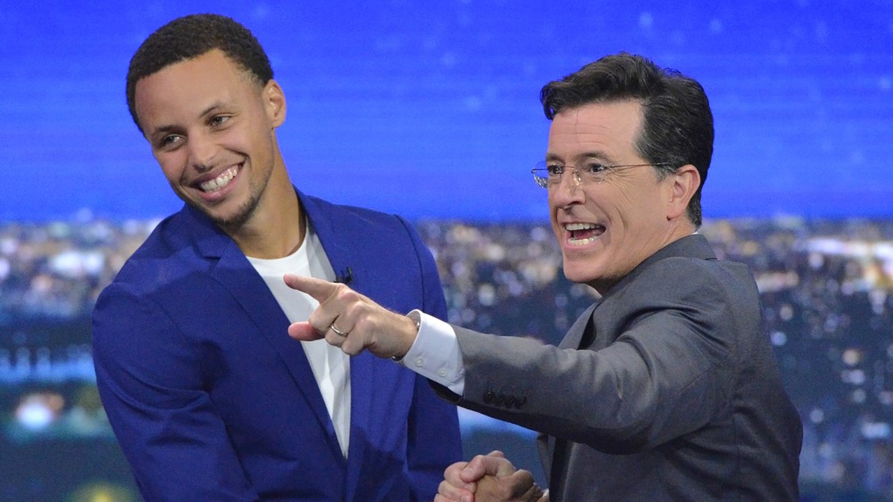 Stephen Curry Plays Heated Game of Laundry Basketball With Stephen Colbert