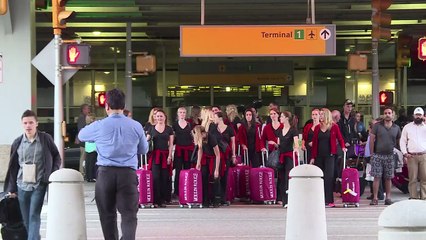 Moulin Rouge dancers arrive for first ever New York trip
