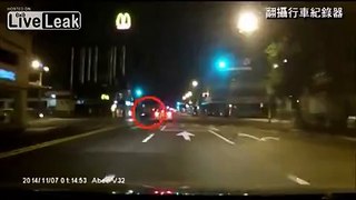 LiveLeak.com - Scooter rider flipped into air and Taxi crashes and rolls