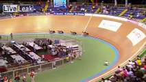 Couple of bicycle crashes in a velodrome - 2014 Track World Championships, Cali, Colombia