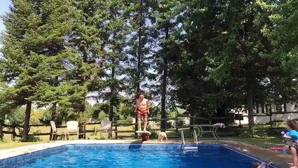 Backflip fail ends in painful looking belly flop