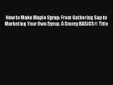 How to Make Maple Syrup: From Gathering Sap to Marketing Your Own Syrup. A Storey BASICS® Title