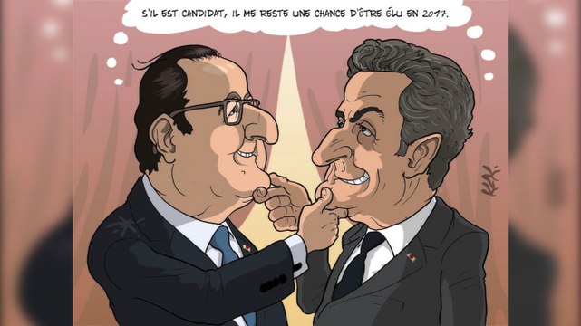Dessin de Kak : François Hollande et Nicolas Sarkozy «Je te tiens, tu me tiens»