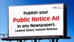 Public Notice Newspaper Ads, Public Notice Advertisement in Local and Regional Newspaper