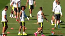 Cristiano Ronaldo and Marcelo have a special handshake that ends with a salute