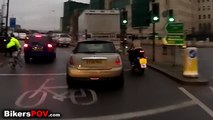 What was she thinking?! Dangerous driver bullies biker - road rage