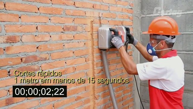 This machine cuts in brick walls to accommodate electrical wiring!