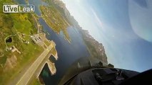 F-16 flying low in Norwegian Fjords [40 year anniversary]