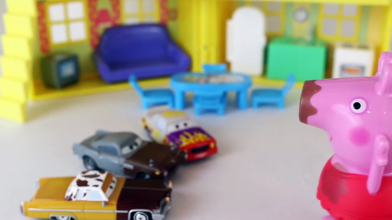 Play Doh Peppa Pig Muddy Puddles Bathtime Color Changer with Disney Cars Toy Tex and Toy Story