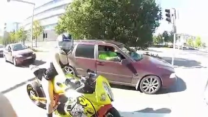 Blonde girl on the road