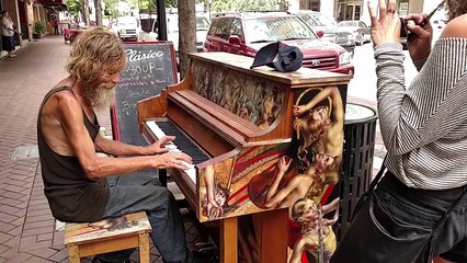 Homeless man plays piano beautifully