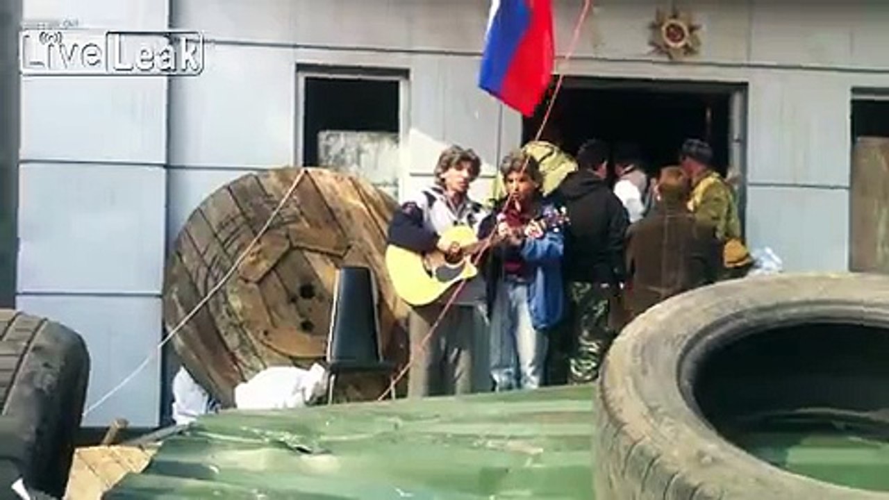 Ukraine. Lugansk. SBU building. A song about the native land.