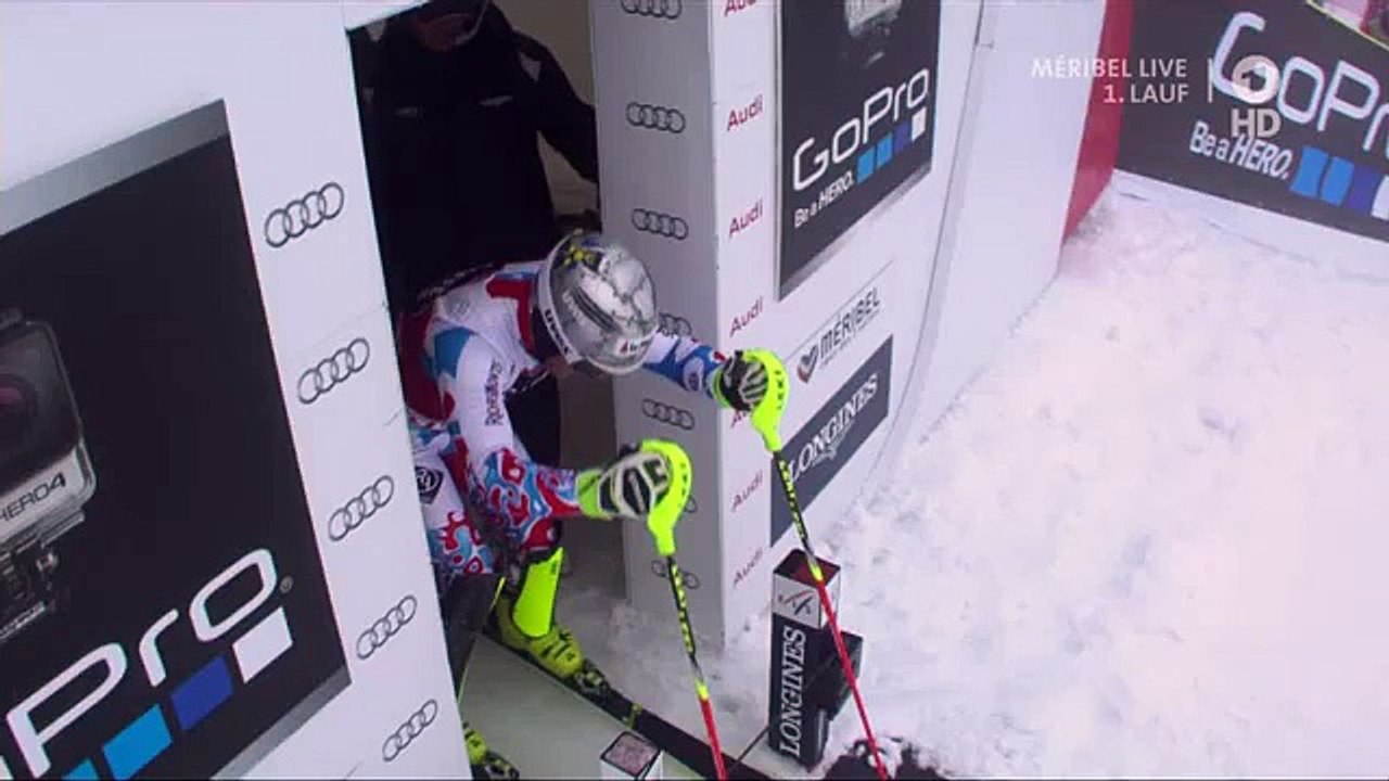 L'improbable chute de Julien Lizeroux au départ du slalom de Méribel - Vidéo Dailymotion