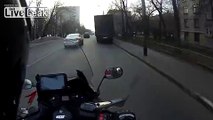 Biker almost killed by idiot driver