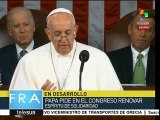 Papa Francisco llama en EEUU a buscar progreso más humano y social