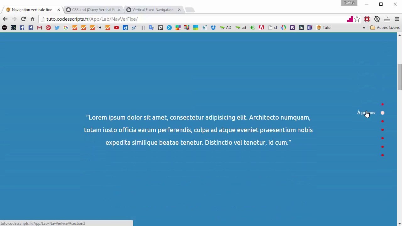 Tutoriel : Navigation verticale fixe