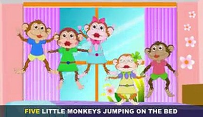 Five Little Monkeys Jumping On The Bed with Lyrics