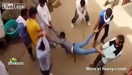 Cheating man gets a public caning.