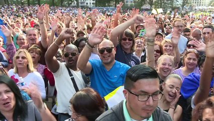 Con actos masivos, papa culminó visita a Nueva York