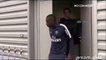 PSG football player David Luiz pushing Matuidi who refuses to train under the rain