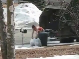 So angry dustman destroying the trash can and letters box... Insane