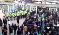 Soccer supporters vs. Swedish riot police