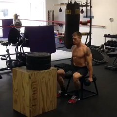 40 Inch Box Jump with 30 Pound Dumbbells