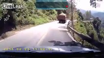 LiveLeak.com - Truck loses control on dangerous road