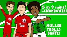 LEWANDOWSKI scores 5 goals in 9 minutes! (FC Bayern 5-1 VfL Wolfsburg Muller trolls Dante)
