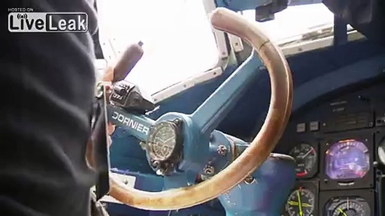 Seaplane Performs Spin Upon Water Landing