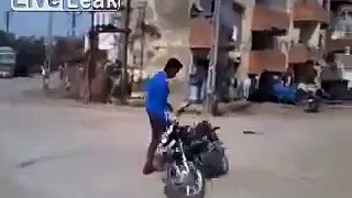 Cows chase off Biker