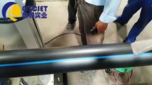 Black Color HDPE Fly Laser Marking Machine online Printing of CYCJET_High speed PVC pipe fiber laser marking machinery