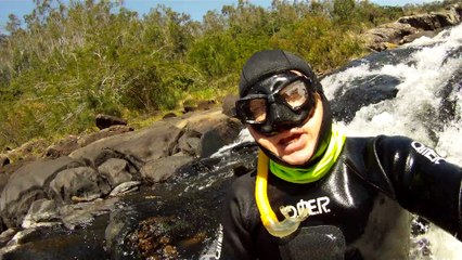 Mergulho, apneia, aguas rasas e cachoeiras da Serra do Mar, São Pulo, Brasil, 2015