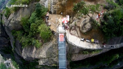 Drone captures see-through bridge