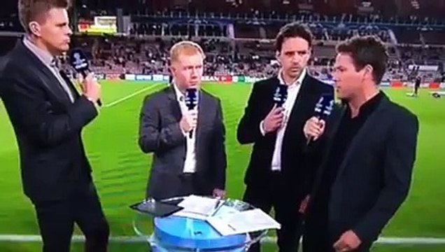 Giggs curls ball onto Scholes foot during interview