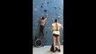 Climber with paralyzed legs can climb a wall... So strong!
