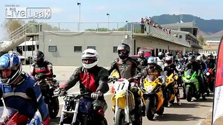 Cool motorcycle track run with a couple of crashes
