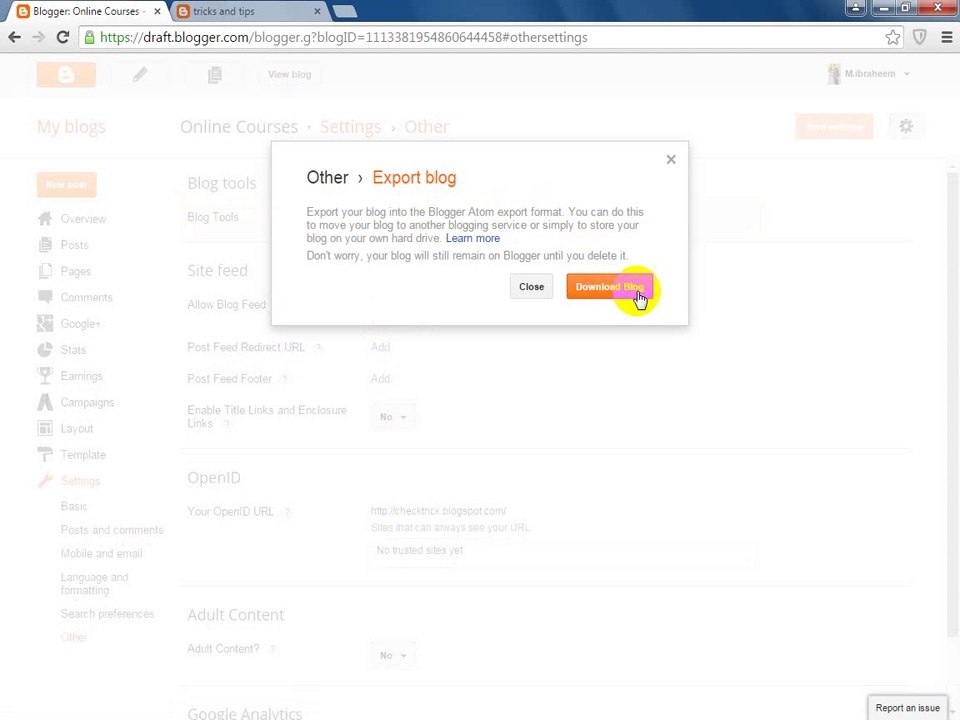 How to backup blogger blogs