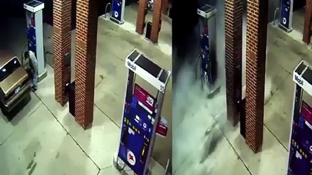 Guy Tries to Kill Spider with Lighter at Gas Station