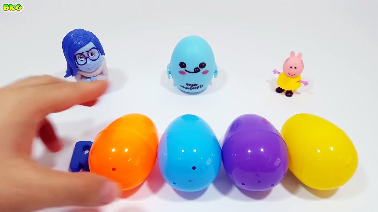 Kinder Surprise Egg Learn-A-Word! Spelling Zoo Animals! Inside Out Sadness And Peppa Pig Toys