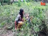 Friendship of wild animals and a human