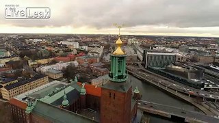 Drone flys over Stockholm - Sweden