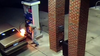 If you're looking to get rid of a spider on the side of your car, don't try to set it alight...especially at a petrol