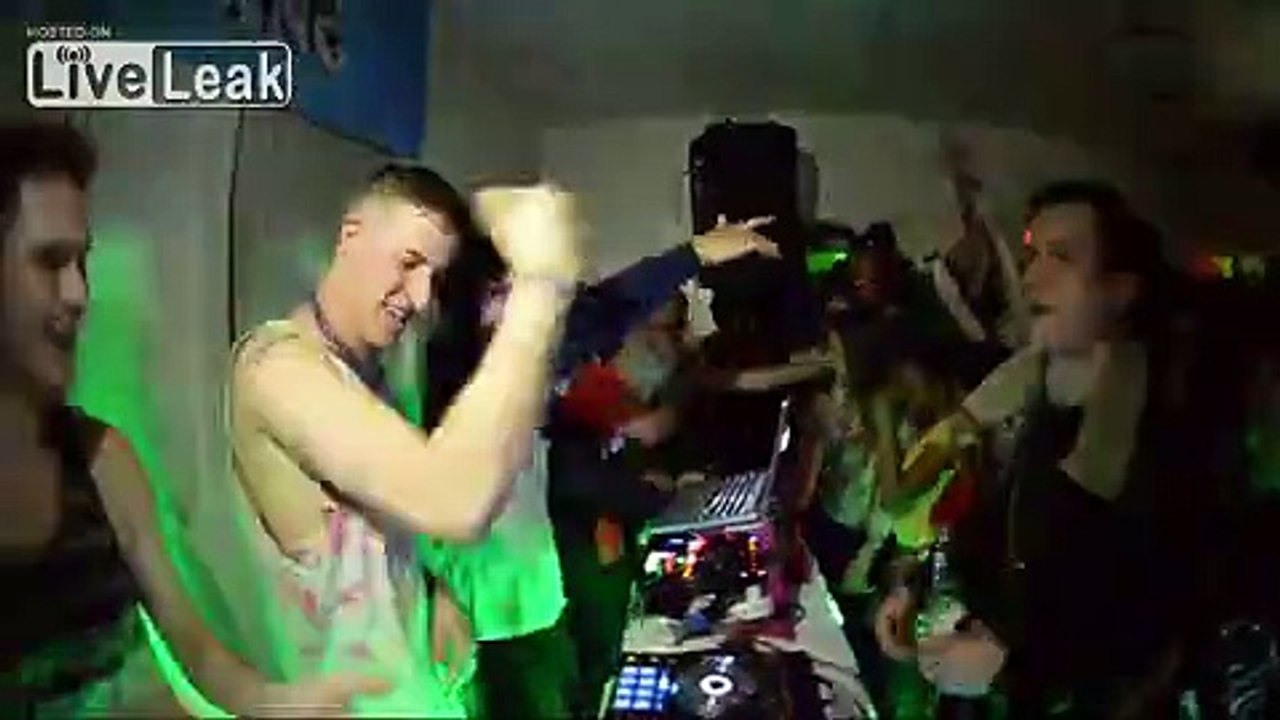 Chick crowd surfing at Purdue house party