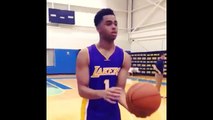 Dangelo Russell Shows Out At Lakers Rookie Photoshoot | Makes One Handed Full Court Trick