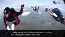 Dramatic moment unconscious skydiver rescued mid-air captured on helmet camera