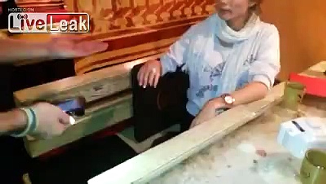 Trick with cockroach in the restaurant