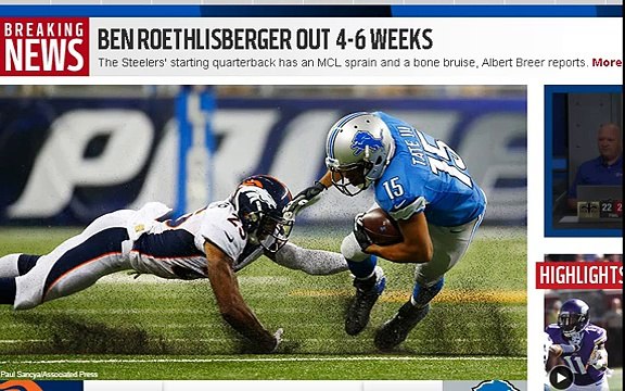 Big Ben Injury - Ben Roethlisberger Out 4-6 weeks With MCL INJURY STEELERS VS RAMS