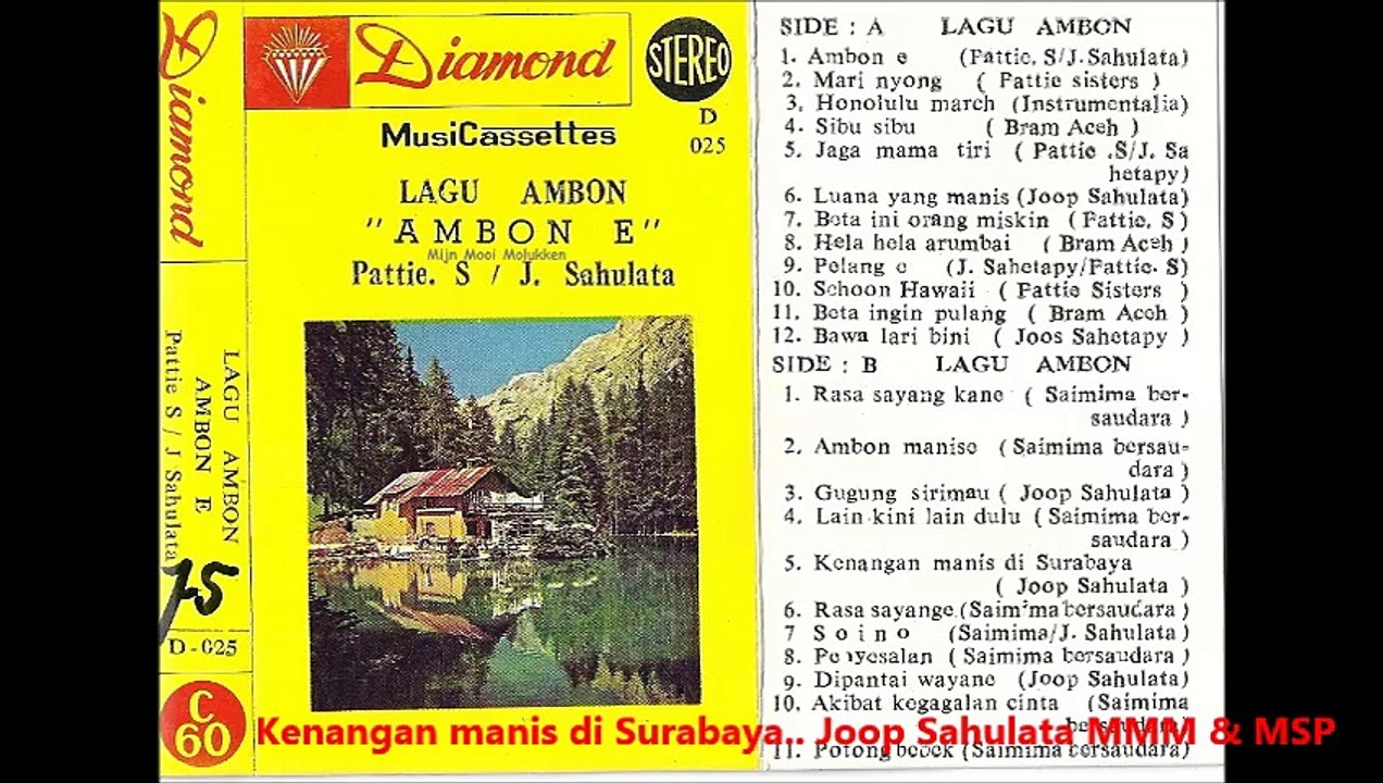 Kenangan manis di Surabaya - Joop Sahulata - kaset lagu Ambon